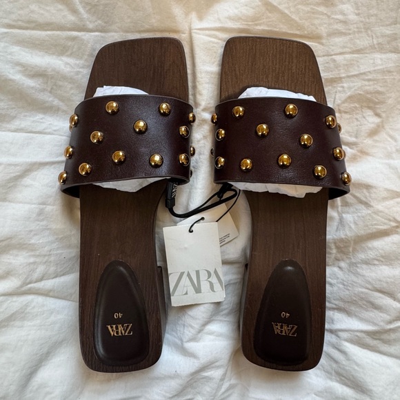 Zara Shoes - ZARA Studded Leather Heeled Sandals